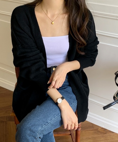 emi+（エミプラス）の「BIGシルエット ニットガウン/カーディガン（ニット/セーター・レディース・ブラック/ベージュ/モカ/キャメル・FREE）」の2枚目の写真