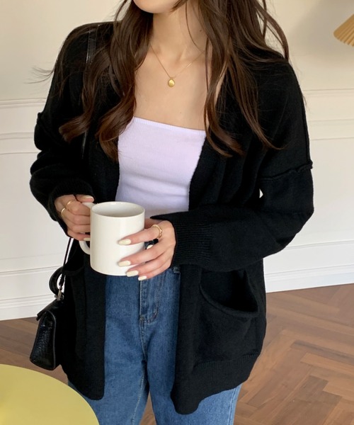 emi+（エミプラス）の「BIGシルエット ニットガウン/カーディガン（ニット/セーター・レディース・ブラック/ベージュ/モカ/キャメル・FREE）」の7枚目の写真