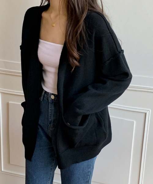 emi+（エミプラス）の「BIGシルエット ニットガウン/カーディガン（ニット/セーター・レディース・ブラック/ベージュ/モカ/キャメル・FREE）」の8枚目の写真