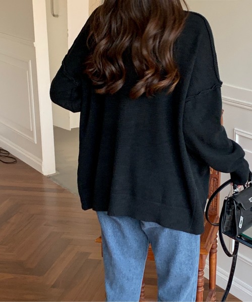 emi+（エミプラス）の「BIGシルエット ニットガウン/カーディガン（ニット/セーター・レディース・ブラック/ベージュ/モカ/キャメル・FREE）」の9枚目の写真