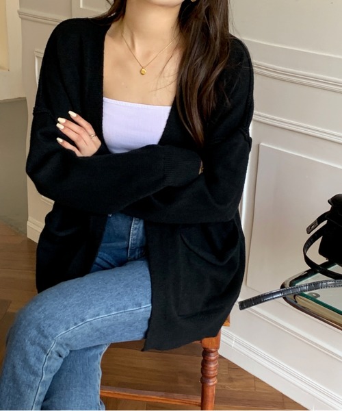 emi+（エミプラス）の「BIGシルエット ニットガウン/カーディガン（ニット/セーター・レディース・ブラック/ベージュ/モカ/キャメル・FREE）」の10枚目の写真