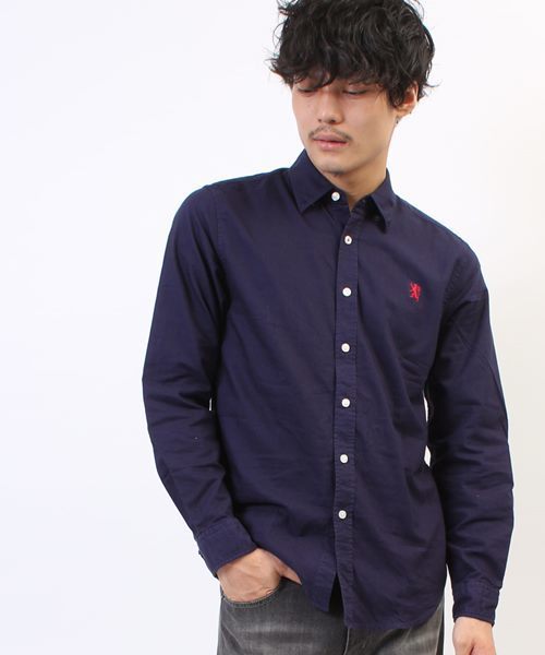 GIORDANO（ジョルダーノ）の「[GIORDANO]コットンオックスフォードライオン刺繍長袖シャツ（シャツ/ブラウス・メンズ・ホワイト/ネイビー/イエロー/カーキ/グレー/レッド・SMALL/LARGE/MEDIUM）」の5枚目の写真