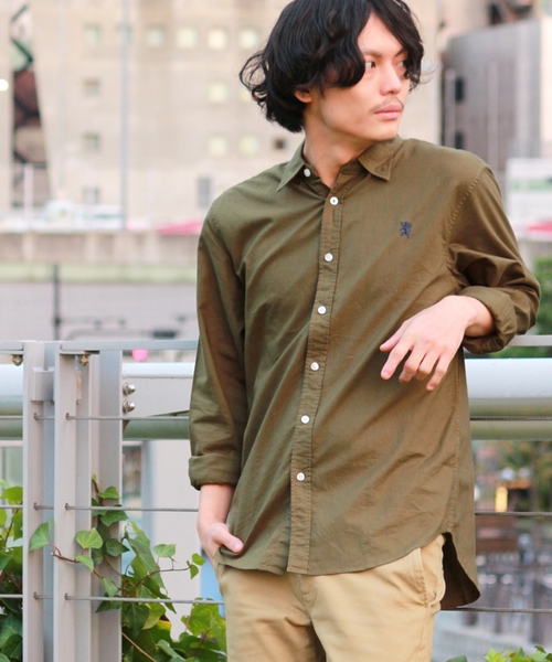 GIORDANO（ジョルダーノ）の「[GIORDANO]コットンオックスフォードライオン刺繍長袖シャツ（シャツ/ブラウス・メンズ・ホワイト/ネイビー/イエロー/カーキ/グレー/レッド・SMALL/LARGE/MEDIUM）」の4枚目の写真