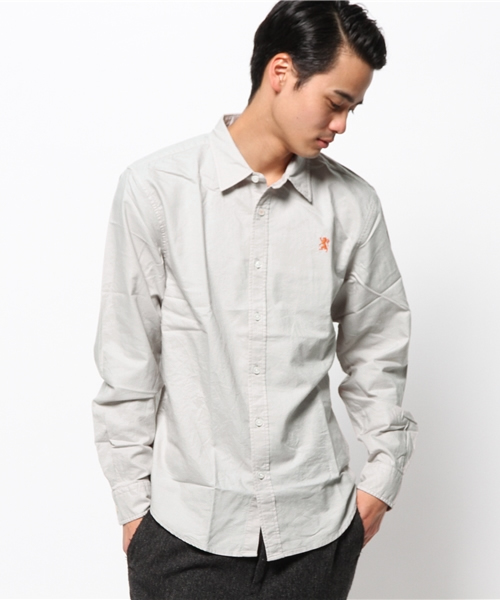 GIORDANO（ジョルダーノ）の「[GIORDANO]コットンオックスフォードライオン刺繍長袖シャツ（シャツ/ブラウス・メンズ・ホワイト/ネイビー/イエロー/カーキ/グレー/レッド・SMALL/LARGE/MEDIUM）」の3枚目の写真