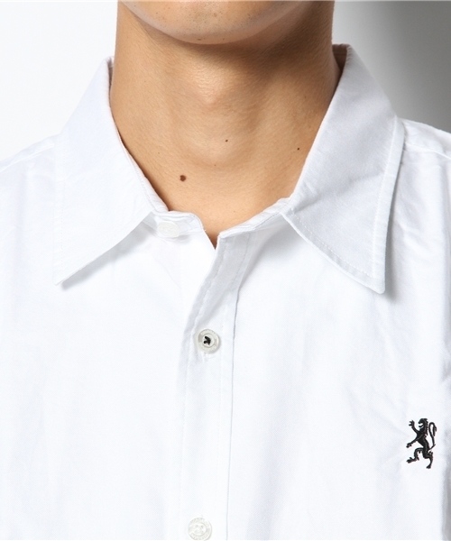 GIORDANO（ジョルダーノ）の「[GIORDANO]コットンオックスフォードライオン刺繍長袖シャツ（シャツ/ブラウス・メンズ・ホワイト/ネイビー/イエロー/カーキ/グレー/レッド・SMALL/LARGE/MEDIUM）」の9枚目の写真