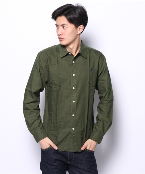 GIORDANO（ジョルダーノ）の「[GIORDANO]コットンオックスフォードライオン刺繍長袖シャツ（シャツ/ブラウス・メンズ・ホワイト/ネイビー/イエロー/カーキ/グレー/レッド・SMALL/LARGE/MEDIUM）」の16枚目の写真