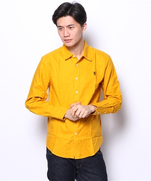 GIORDANO（ジョルダーノ）の「[GIORDANO]コットンオックスフォードライオン刺繍長袖シャツ（シャツ/ブラウス・メンズ・ホワイト/ネイビー/イエロー/カーキ/グレー/レッド・SMALL/LARGE/MEDIUM）」の17枚目の写真