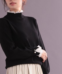 Ninarobe | シフォンプリーツレイヤード風ニットトップス(ニット/セーター)