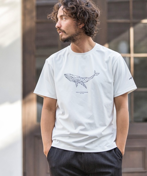 セール】mt7000-ジオメトリック プリントTEE-クジラ Tシャツ（T