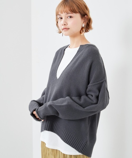 cepo(セポ)の「カノコアミニット+ロンTee アンサンブル(ニット/セーター・レディース・オフホワイト/ミント/チャコールグレー・M)」の3枚目の写真