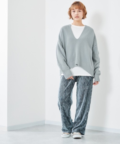 cepo(セポ)の「カノコアミニット+ロンTee アンサンブル(ニット/セーター・レディース・オフホワイト/ミント/チャコールグレー・M)」の22枚目の写真