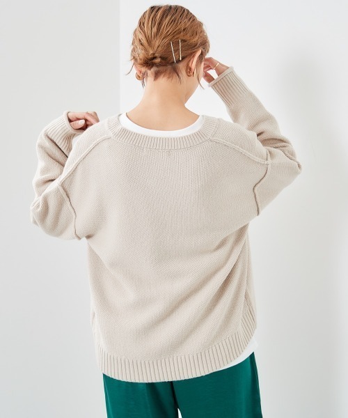 cepo(セポ)の「カノコアミニット+ロンTee アンサンブル(ニット/セーター・レディース・オフホワイト/ミント/チャコールグレー・M)」の13枚目の写真