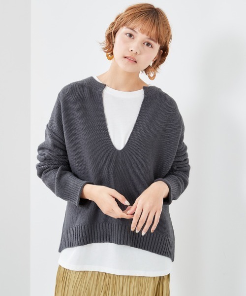 cepo(セポ)の「カノコアミニット+ロンTee アンサンブル(ニット/セーター・レディース・オフホワイト/ミント/チャコールグレー・M)」の15枚目の写真