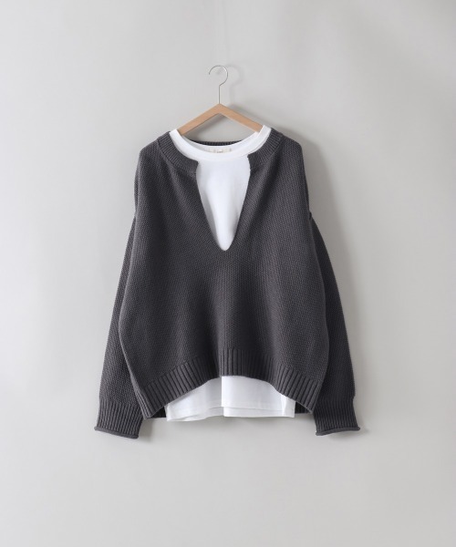 cepo(セポ)の「カノコアミニット+ロンTee アンサンブル(ニット/セーター・レディース・オフホワイト/ミント/チャコールグレー・M)」の9枚目の写真