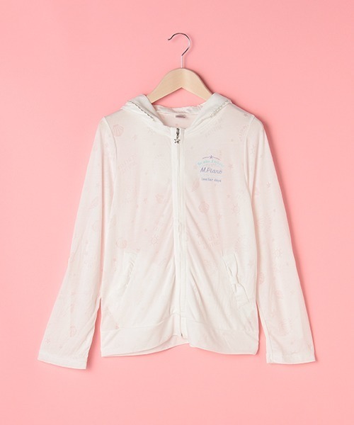 mezzo piano メゾピアノ 女の子　 パーカー　ホワイト　１４０cm メゾ ピアノ ジュニア(mezzo piano junior)のパーカー- 子ども服の