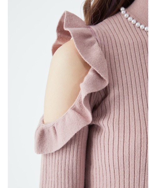 Ank Rouge（アンクルージュ）の「肩開きフリルリブニット（ニット/セーター・レディース・ピンク/アイボリー/ブラック・M）」の15枚目の写真