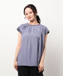 INTERPLANET | パウダーサテンリブ切替ブラウス(シャツ/ブラウス)