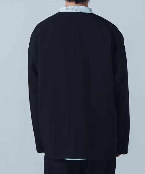 WEGO(ウィゴー)の「WEGO/【セットアップ対応商品】トロミノーカラージャケット(ノーカラージャケット・メンズ・ブラック/ライトグレー・MEDIUM/LARGE)」の11枚目の写真