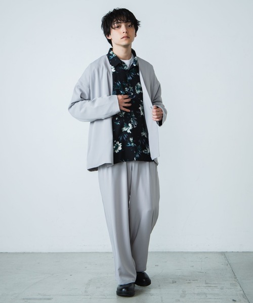 WEGO(ウィゴー)の「WEGO/【セットアップ対応商品】トロミノーカラージャケット(ノーカラージャケット・メンズ・ブラック/ライトグレー・MEDIUM/LARGE)」の5枚目の写真