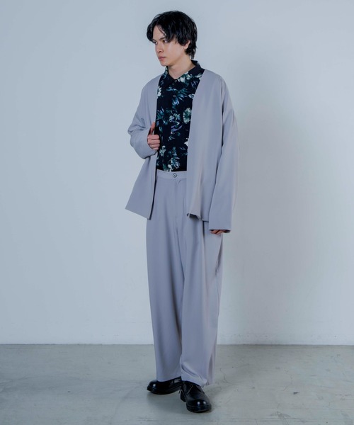 WEGO(ウィゴー)の「WEGO/【セットアップ対応商品】トロミノーカラージャケット(ノーカラージャケット・メンズ・ブラック/ライトグレー・MEDIUM/LARGE)」の7枚目の写真