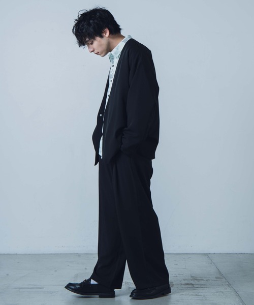 WEGO(ウィゴー)の「WEGO/【セットアップ対応商品】トロミノーカラージャケット(ノーカラージャケット・メンズ・ブラック/ライトグレー・MEDIUM/LARGE)」の4枚目の写真