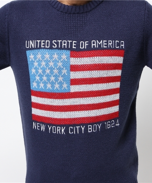 WEGO（ウィゴー）の「WEGO/星条旗ジャガードニット（ニット/セーター・メンズ・オフホワイト/ダークグレー/ネイビー・LARGE/MEDIUM）」の7枚目の写真