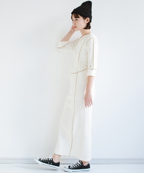 楽して女っぽが叶うヘンリーネックワンピース ワンピース Haco ハコ のファッション 配色ステッチでスタイルアップ ワンピース Ladylee