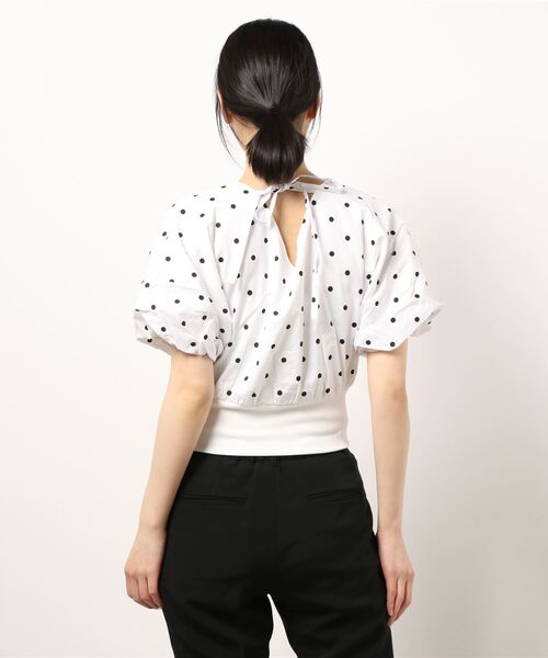 MIIA（ミーア）の「ドットカシュクールブラウス（シャツ/ブラウス・レディース・ホワイト/ブラック・FREE）」の4枚目の写真