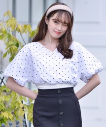 ドットカシュクールブラウス