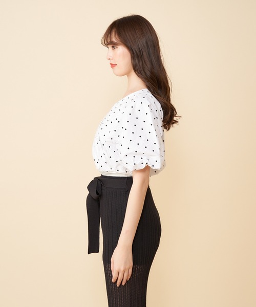 MIIA（ミーア）の「ドットカシュクールブラウス（シャツ/ブラウス・レディース・ホワイト/ブラック・FREE）」の7枚目の写真