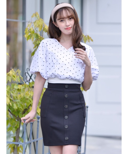 MIIA（ミーア）の「ドットカシュクールブラウス（シャツ/ブラウス・レディース・ホワイト/ブラック・FREE）」の10枚目の写真