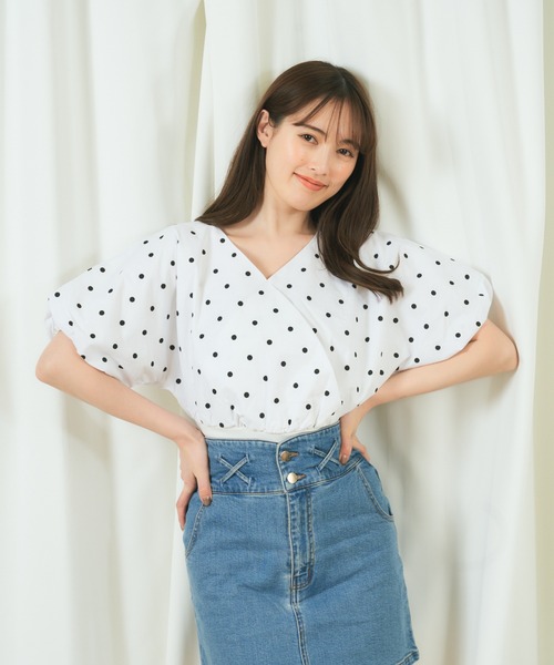 MIIA（ミーア）の「ドットカシュクールブラウス（シャツ/ブラウス・レディース・ホワイト/ブラック・FREE）」の19枚目の写真