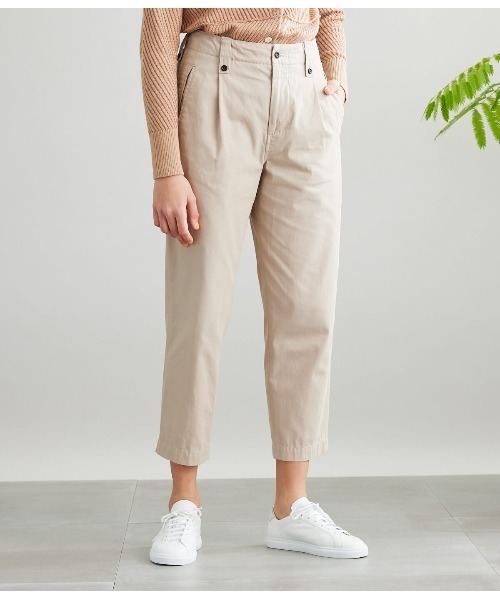 SIPULI（シプリ）の「High Twist Cotton Twill テーパードパンツ（その他パンツ・レディース・ベージュ/ブラック・3/1/2）」の8枚目の写真