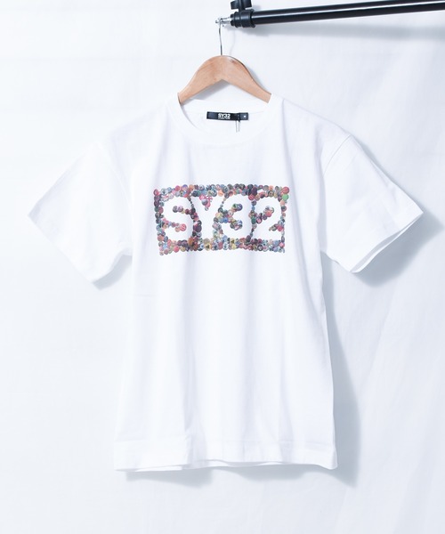 SY32 by SWEET YEARS(エスワイサーティトゥバイスィートイヤーズ)の「SY32 by SWEET YEARS/INK JET BOX LOGO TEE(Tシャツ/カットソー・レディース・ホワイト/ブラック・SMALL/MEDIUM/LARGE/X-LARGE/XX-LARGE)」の2枚目の写真
