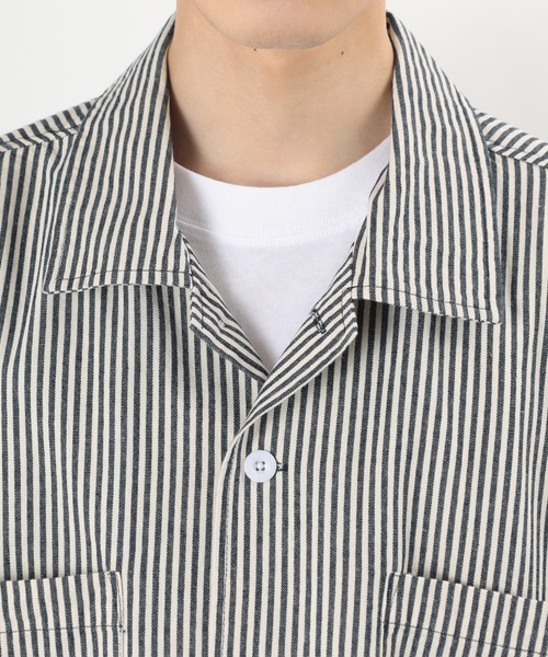 make a ray!（メイク ア レイ！）の「Camp＆People イラスト刺繍 バックデザイン ワークシャツ（シャツ/ブラウス・メンズ・ネイビー/サックスブルー・M/L/XL）」の3枚目の写真