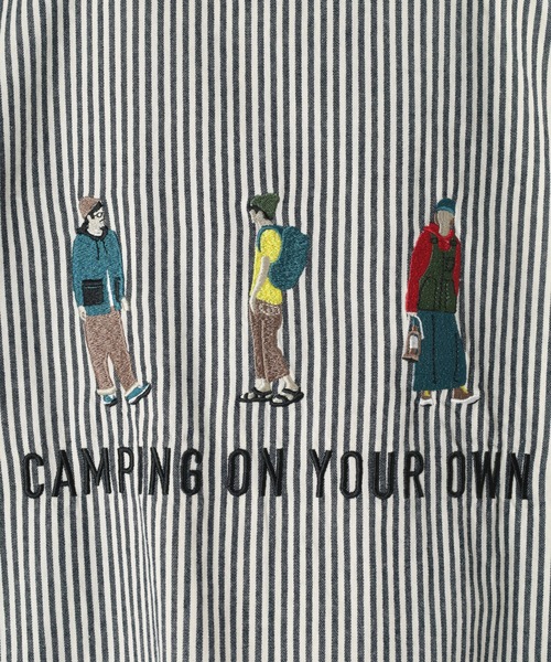 make a ray!（メイク ア レイ！）の「Camp＆People イラスト刺繍 バックデザイン ワークシャツ（シャツ/ブラウス・メンズ・ネイビー/サックスブルー・M/L/XL）」の13枚目の写真