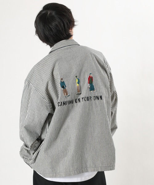 make a ray!（メイク ア レイ！）の「Camp＆People イラスト刺繍 バックデザイン ワークシャツ（シャツ/ブラウス・メンズ・ネイビー/サックスブルー・M/L/XL）」の18枚目の写真