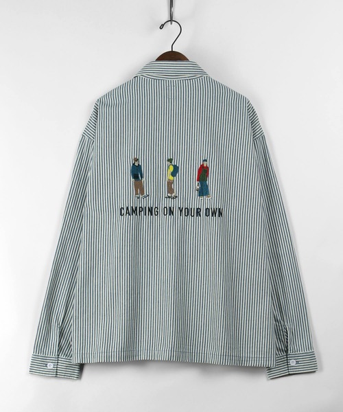 make a ray!（メイク ア レイ！）の「Camp＆People イラスト刺繍 バックデザイン ワークシャツ（シャツ/ブラウス・メンズ・ネイビー/サックスブルー・M/L/XL）」の19枚目の写真