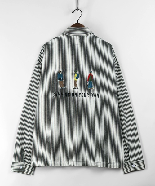 make a ray!（メイク ア レイ！）の「Camp＆People イラスト刺繍 バックデザイン ワークシャツ（シャツ/ブラウス・メンズ・ネイビー/サックスブルー・M/L/XL）」の20枚目の写真