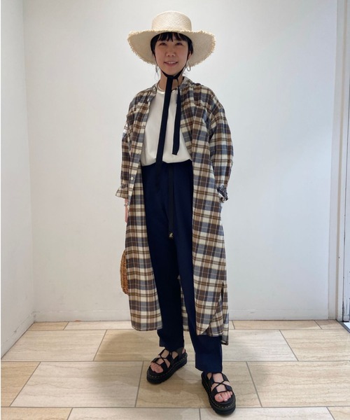 MANASTASH（マナスタッシュ）の「MANASTASH/マナスタッシュ　W-s INDIAN CHECK DRESS（ワンピース・レディース・ネイビー/ベージュ・MEDIUM）」の2枚目の写真