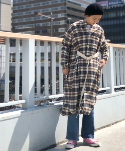 MANASTASH（マナスタッシュ）の「MANASTASH/マナスタッシュ　W-s INDIAN CHECK DRESS（ワンピース・レディース・ネイビー/ベージュ・MEDIUM）」の6枚目の写真