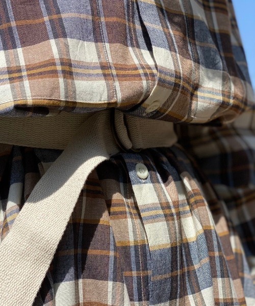 MANASTASH（マナスタッシュ）の「MANASTASH/マナスタッシュ　W-s INDIAN CHECK DRESS（ワンピース・レディース・ネイビー/ベージュ・MEDIUM）」の7枚目の写真