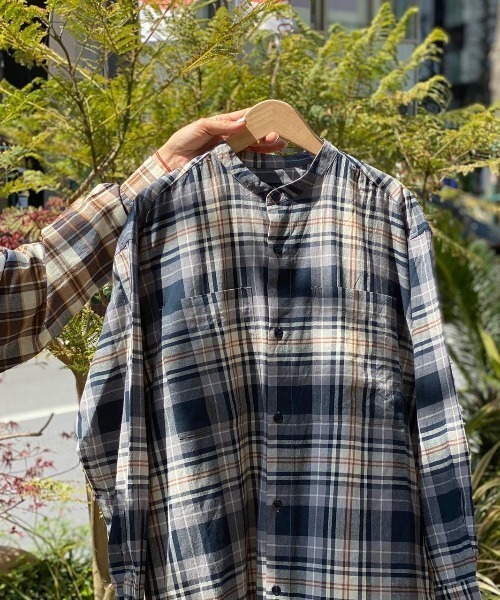 MANASTASH（マナスタッシュ）の「MANASTASH/マナスタッシュ　W-s INDIAN CHECK DRESS（ワンピース・レディース・ネイビー/ベージュ・MEDIUM）」の9枚目の写真