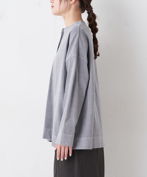 PUAL CE CIN(ピュアルセシン)の「布帛使いピグメントプルオーバー(Tシャツ/カットソー・レディース・グレイッシュベージュ/サックスブルー/グレー/ホワイト系その他・FREE)」の6枚目の写真