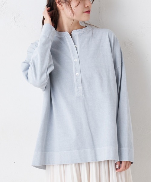 PUAL CE CIN(ピュアルセシン)の「布帛使いピグメントプルオーバー(Tシャツ/カットソー・レディース・グレイッシュベージュ/サックスブルー/グレー/ホワイト系その他・FREE)」の18枚目の写真