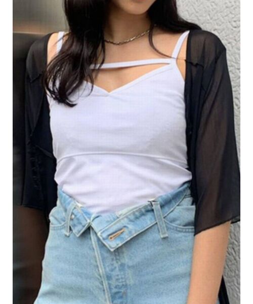 EMODA（エモダ）の「ストラップVキャミソール（キャミソール・レディース・ホワイト/ブラック/ミント・FREE）」の2枚目の写真