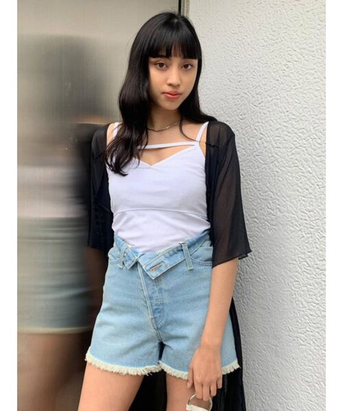 EMODA（エモダ）の「ストラップVキャミソール（キャミソール・レディース・ホワイト/ブラック/ミント・FREE）」の6枚目の写真