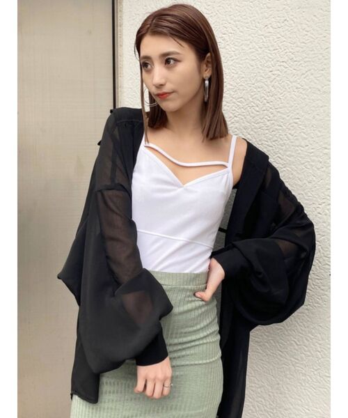 EMODA（エモダ）の「ストラップVキャミソール（キャミソール・レディース・ホワイト/ブラック/ミント・FREE）」の4枚目の写真