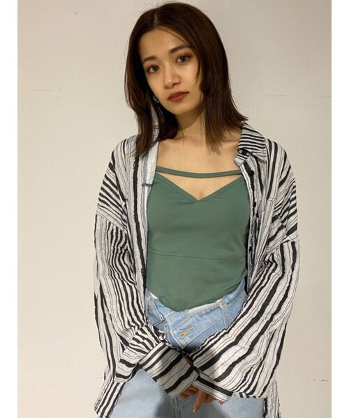 EMODA（エモダ）の「ストラップVキャミソール（キャミソール・レディース・ホワイト/ブラック/ミント・FREE）」の9枚目の写真