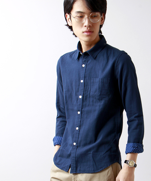 WEGO(ウィゴー)の「WEGO/ダブルガーゼシャツ(シャツ/ブラウス・メンズ・ホワイト/グリーン/グリーン系その他/ブルー/ネイビー/ブルー系その他/イエロー/レッド・LARGE/MEDIUM)」の4枚目の写真